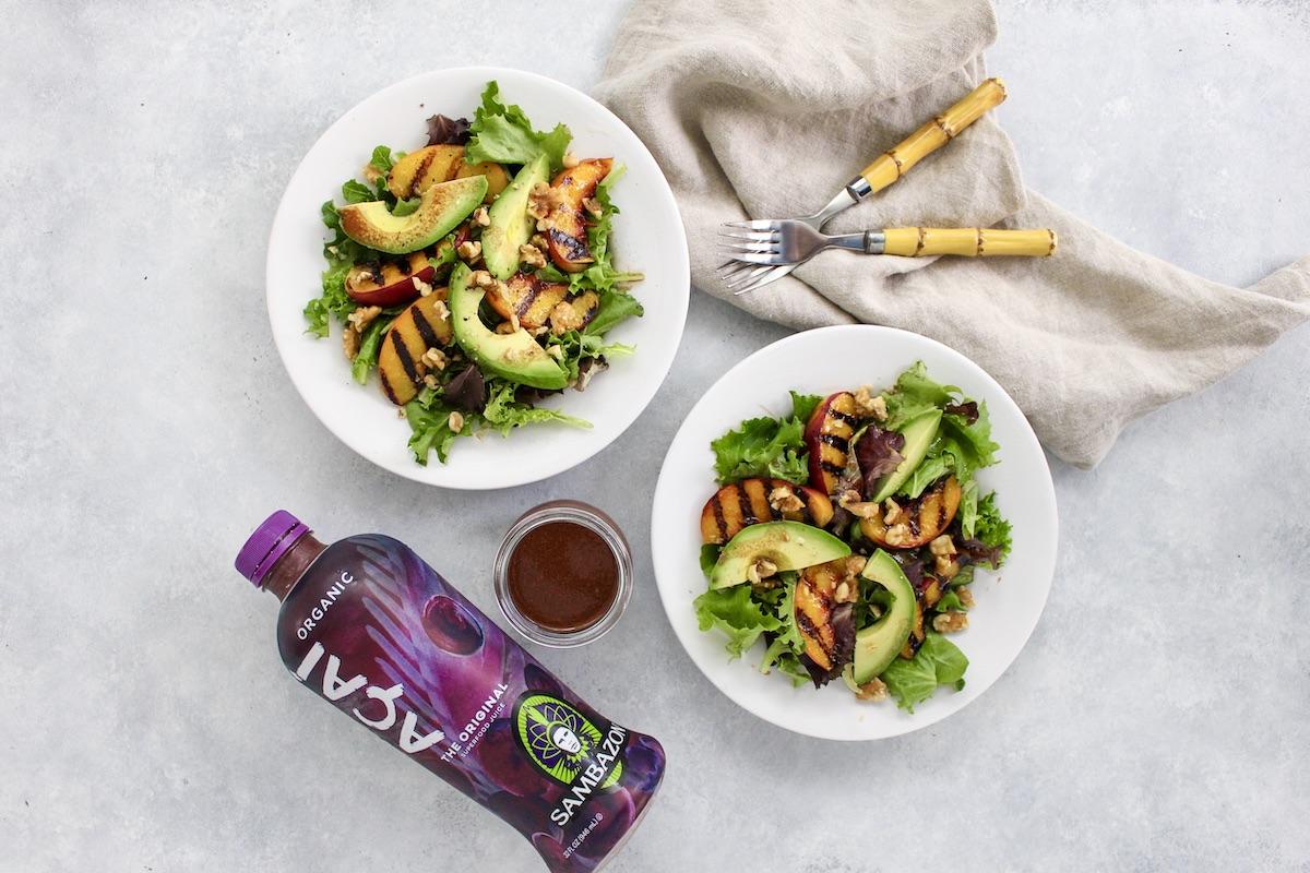 Grilled Peach Salad with Açaí Balsamic Vinaigrette Recipe