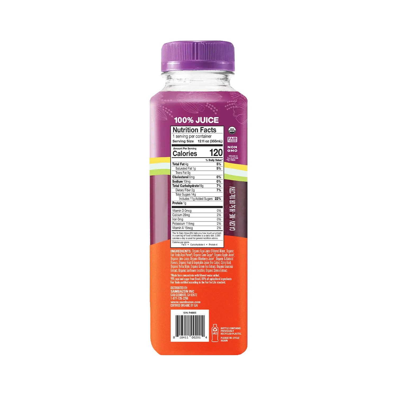 Acai Blueberry Energy Superfruit Juice Blend 12oz