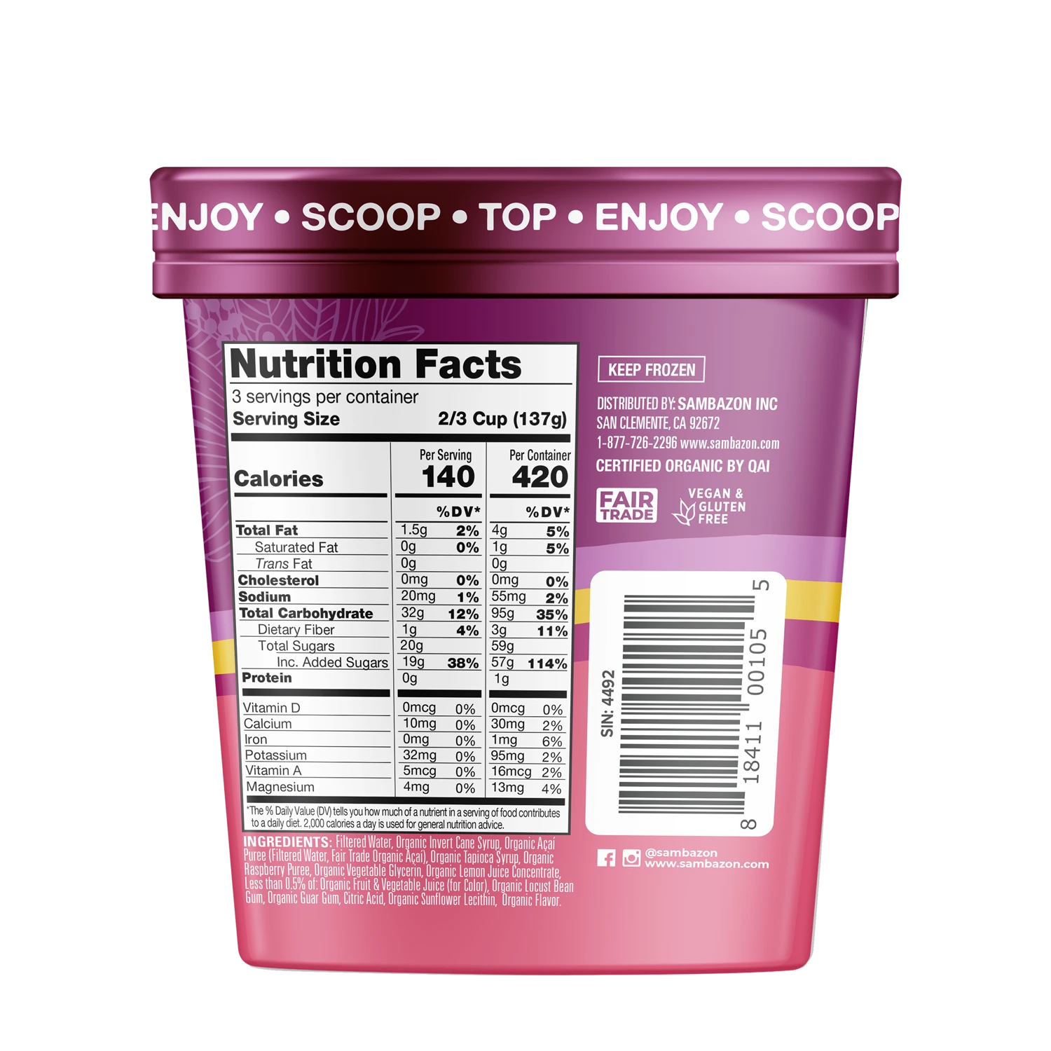 Mango Dragon Fruit Bowl Blend - Back of Packaging