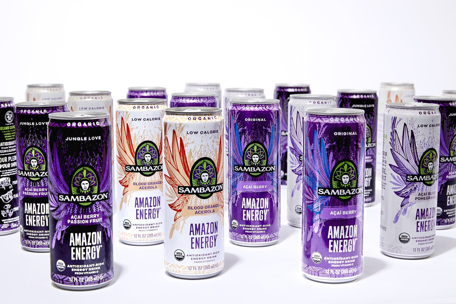 Rows of Natural Energy Drinks