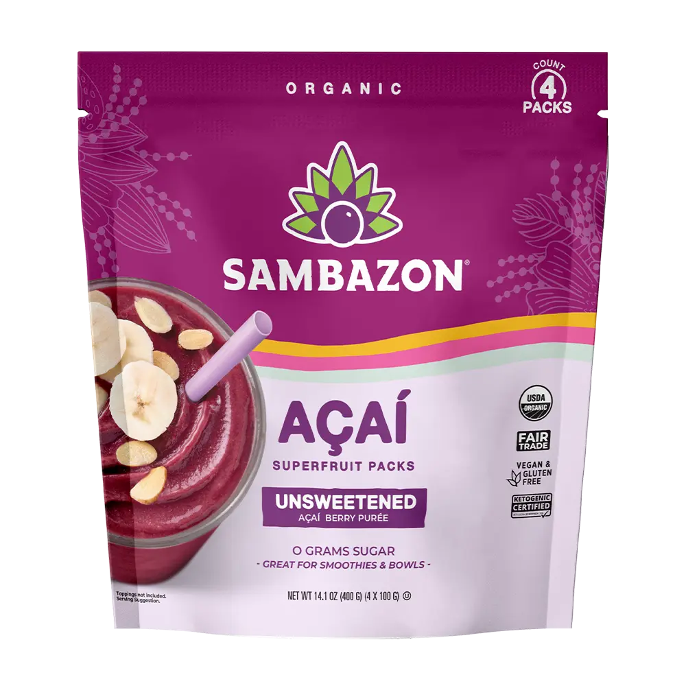 Frozen Acai Puree Unsweetened Packs for Bowls & Smoothies SAMBAZON