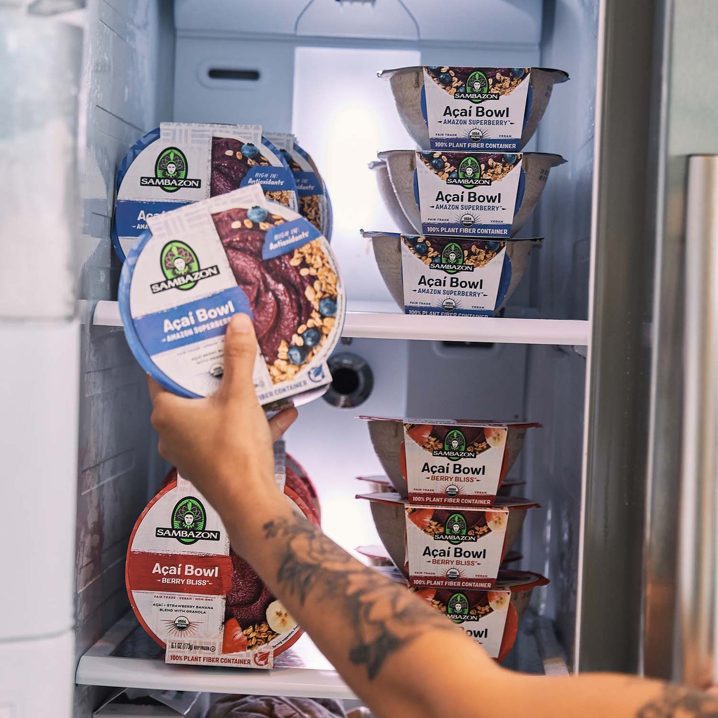 acai bowls in freezer storage