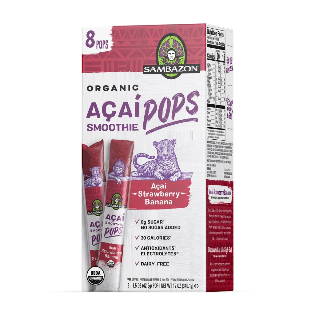 Strawberry Banana Açaí Smoothie Pops